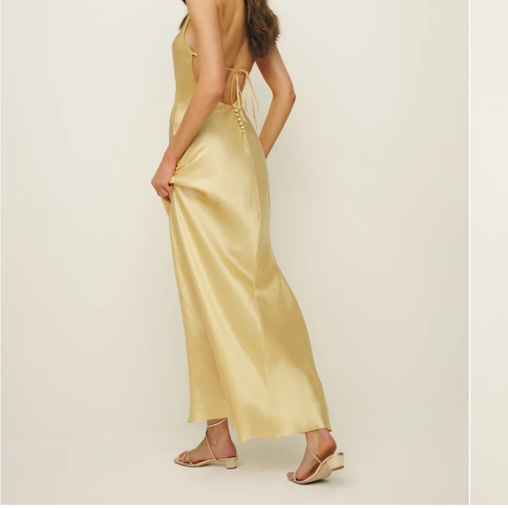 Satin Slip Back-Tie Maxi Dress in Champagne